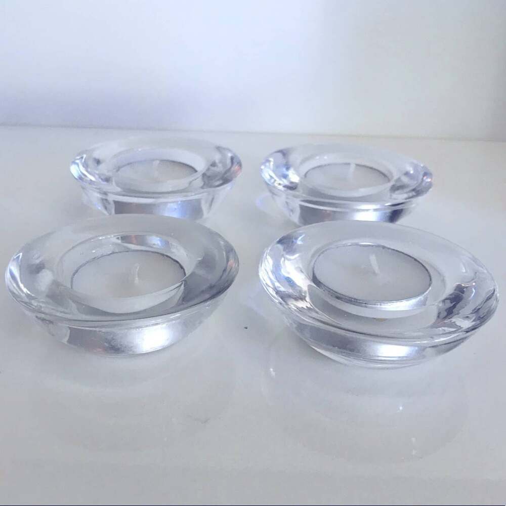 Crate & Barrel Clear Glass Tea Light Holder 4-pack
